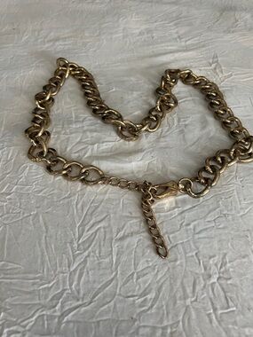Polished Gold Chain Link Necklace with Adjustable Drop